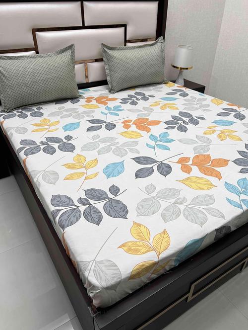 printed tc fitted king-sized bedsheet with 2 pillow covers - 21603148 - Very Small Image - 1