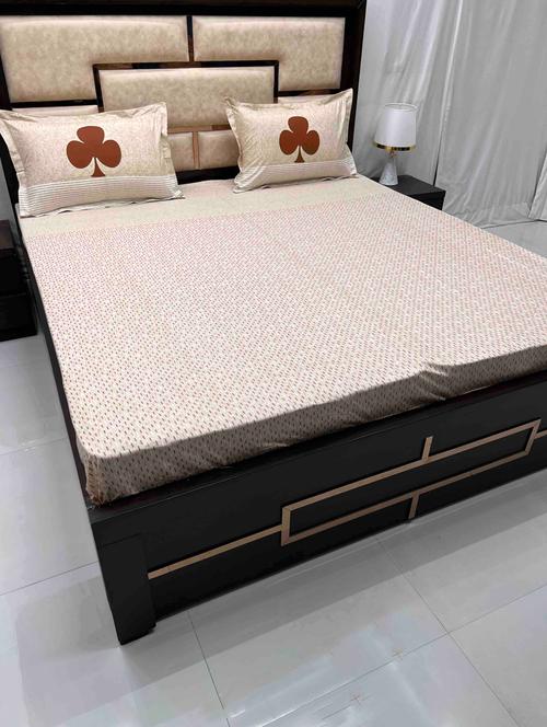 printed tc fitted king-sized bedsheet with 2 pillow covers - 21603185 - Very Small Image - 1