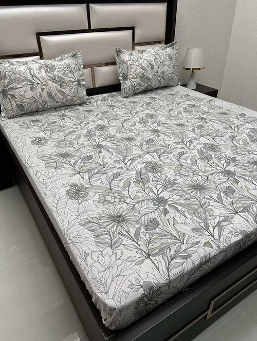 printed tc fitted king-sized bedsheet with 2 pillow covers - 21603230 - Very Small Image - 1