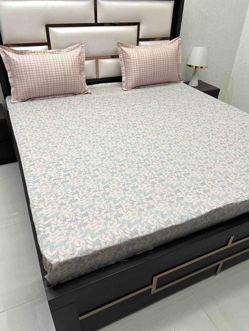 printed tc fitted king-sized bedsheet with 2 pillow covers - 21603280 - Very Small Image - 1