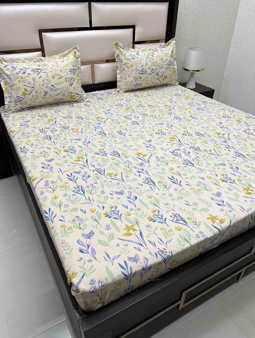 printed tc fitted king-sized bedsheet with 2 pillow covers - 21603346 - Very Small Image - 1