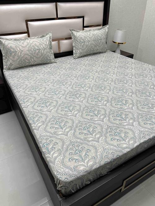 printed tc fitted king-sized bedsheet with 2 pillow covers - 21603375 - Very Small Image - 1