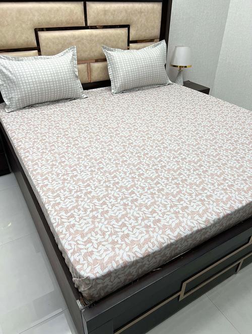 printed tc fitted king-sized bedsheet with 2 pillow covers - 21603482 - Very Small Image - 1