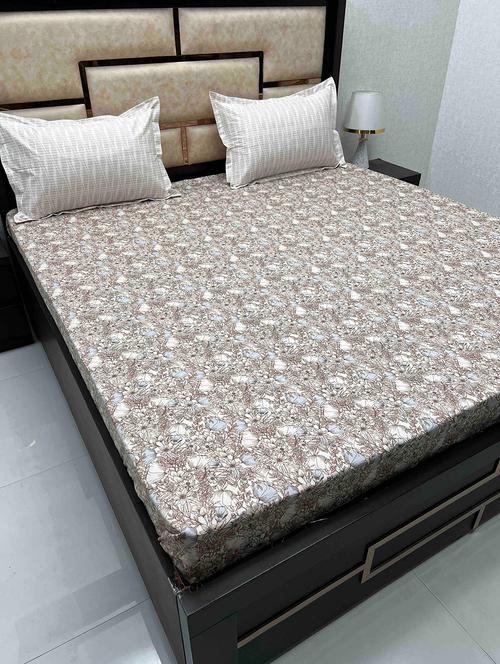 printed tc fitted king-sized bedsheet with 2 pillow covers - 21603485 - Very Small Image - 1