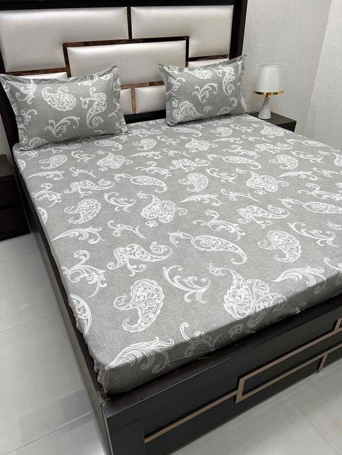 printed tc fitted king-sized bedsheet with 2 pillow covers - 21603518 - Very Small Image - 1