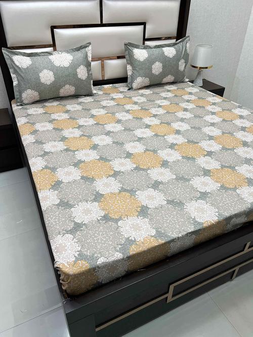 printed tc fitted king-sized bedsheet with 2 pillow covers - 21603584 - Very Small Image - 1