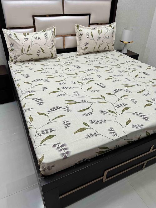 printed tc fitted king-sized bedsheet with 2 pillow covers - 21603625 - Very Small Image - 1