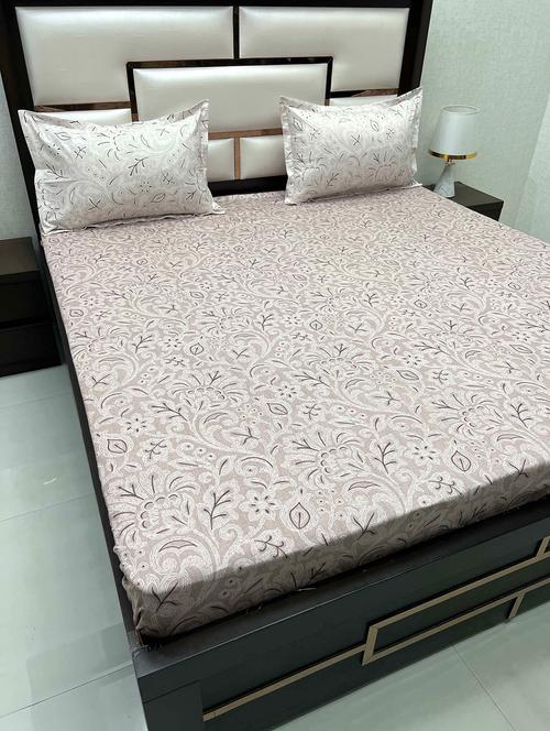 printed tc fitted king-sized bedsheet with 2 pillow covers - 21603665 - Very Small Image - 1
