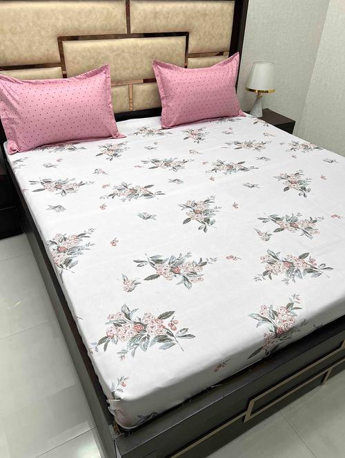 printed tc fitted king-sized bedsheet with 2 pillow covers - 21603757 - Very Small Image - 1