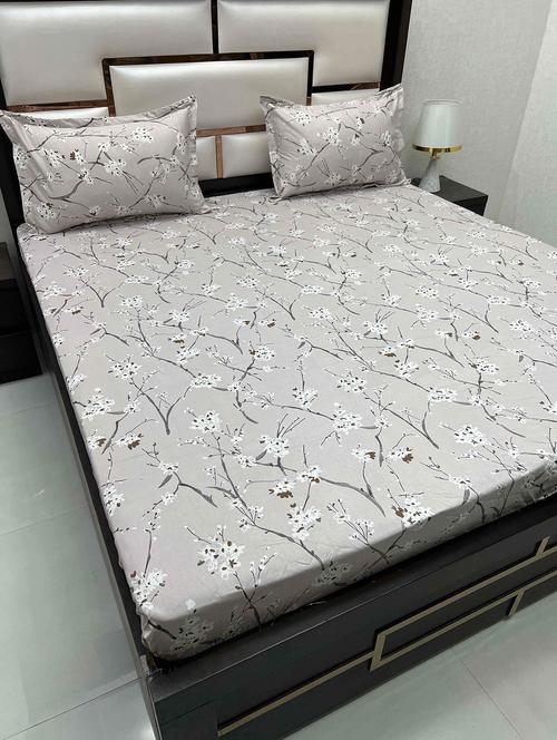 printed tc fitted king-sized bedsheet with 2 pillow covers - 21603763 - Very Small Image - 1