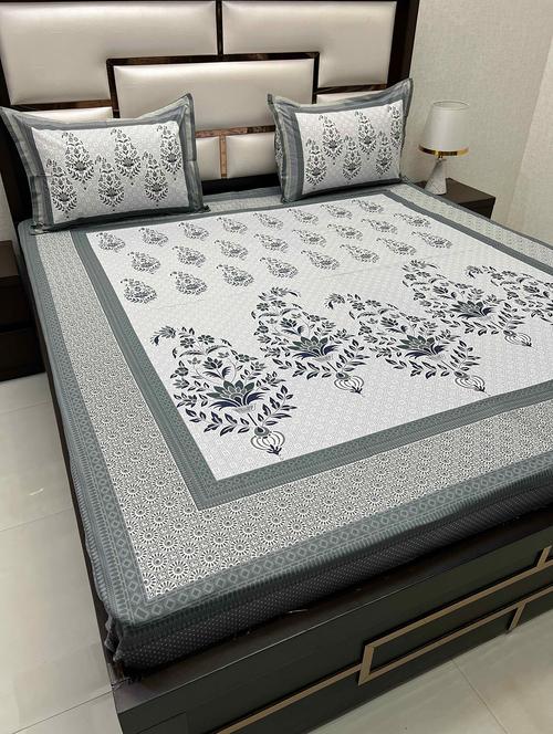 printed tc fitted king-sized bedsheet with 2 pillow covers - 21603842 - Very Small Image - 1