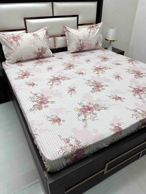 printed tc fitted king-sized bedsheet with 2 pillow covers - 21603855 - Very Small Image - 1