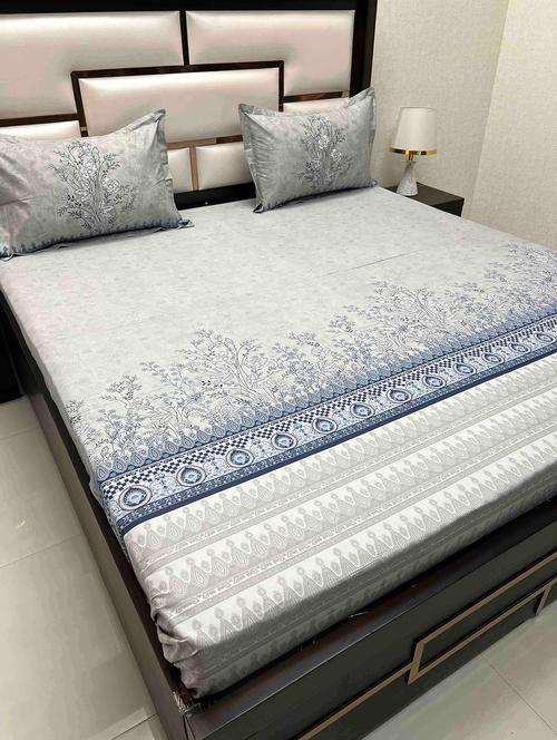 printed tc fitted king-sized bedsheet with 2 pillow covers - 21603861 - Very Small Image - 1