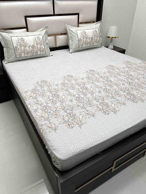 printed tc fitted king-sized bedsheet with 2 pillow covers - 21603865 - Very Small Image - 1