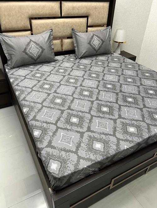 printed tc fitted king-sized bedsheet with 2 pillow covers - 21603870 - Very Small Image - 1