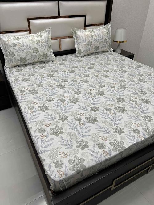 printed tc fitted king-sized bedsheet with 2 pillow covers - 21603904 - Very Small Image - 1