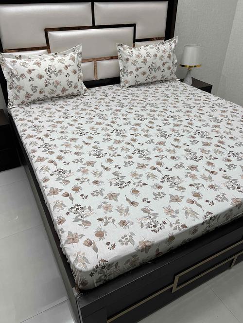 printed tc fitted king-sized bedsheet with 2 pillow covers - 21603912 - Very Small Image - 1