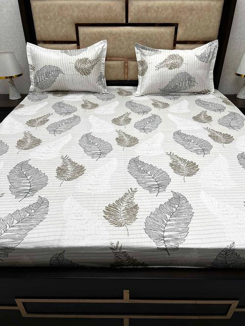 printed tc fitted king-sized bedsheet with 2 pillow covers - 21604014 - Very Small Image - 1