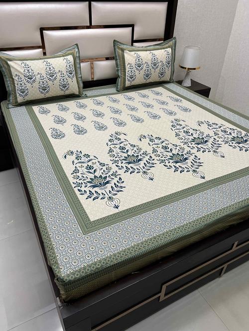 printed tc fitted king-sized bedsheet with 2 pillow covers - 21604246 - Very Small Image - 1