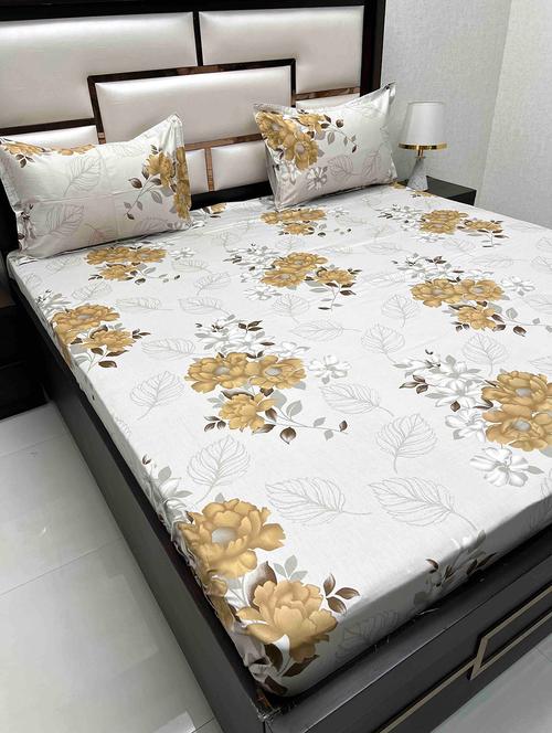 printed tc fitted king-sized bedsheet with 2 pillow covers - 21604347 - Very Small Image - 1