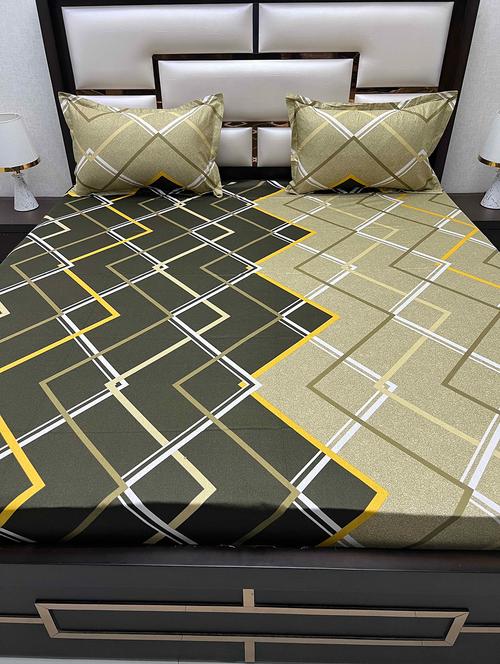 printed tc fitted king-sized bedsheet with 2 pillow covers - 21604420 - Very Small Image - 1