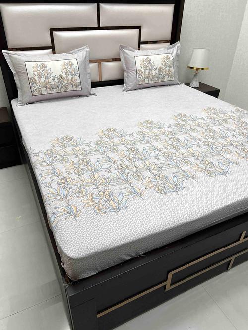 printed tc fitted king-sized bedsheet with 2 pillow covers - 21604621 - Very Small Image - 1