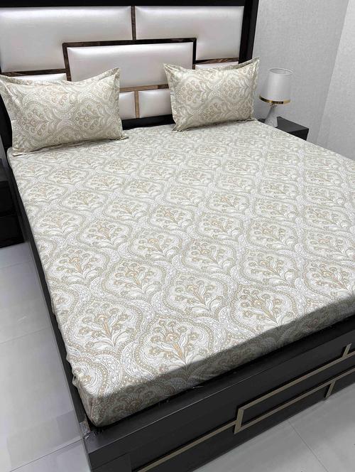 printed tc fitted king-sized bedsheet with 2 pillow covers - 21604656 - Very Small Image - 1