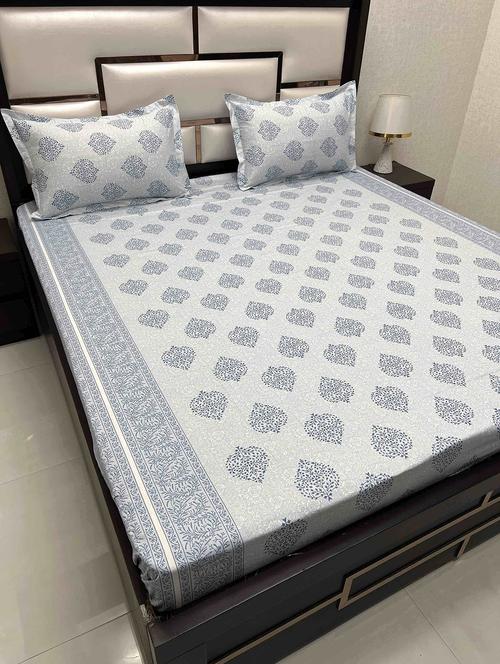 printed tc fitted king-sized bedsheet with 2 pillow covers - 21604684 - Very Small Image - 1
