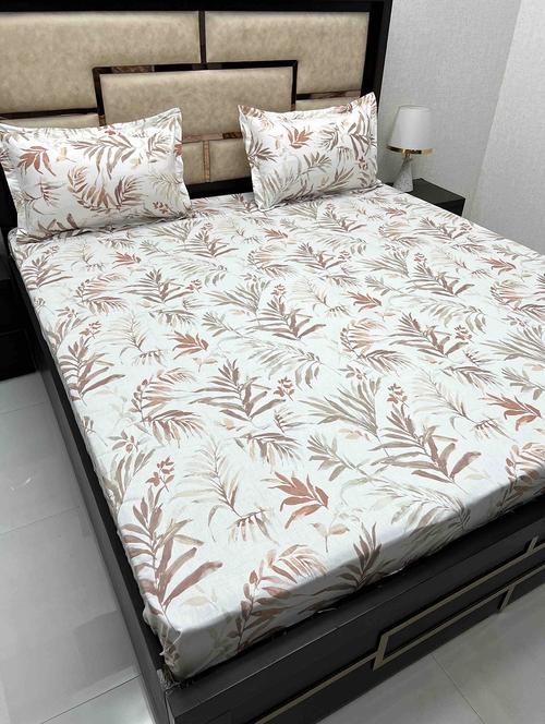 printed tc fitted king-sized bedsheet with 2 pillow covers - 21604705 - Very Small Image - 1