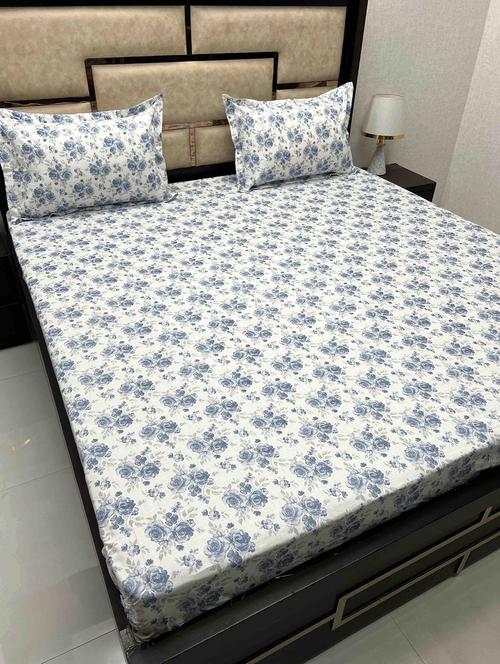 printed tc fitted king-sized bedsheet with 2 pillow covers - 21604717 - Very Small Image - 1