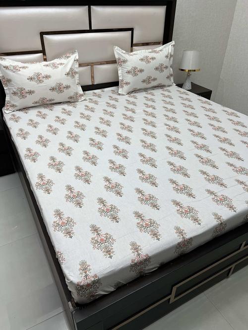 printed tc fitted king-sized bedsheet with 2 pillow covers - 21604827 - Very Small Image - 1