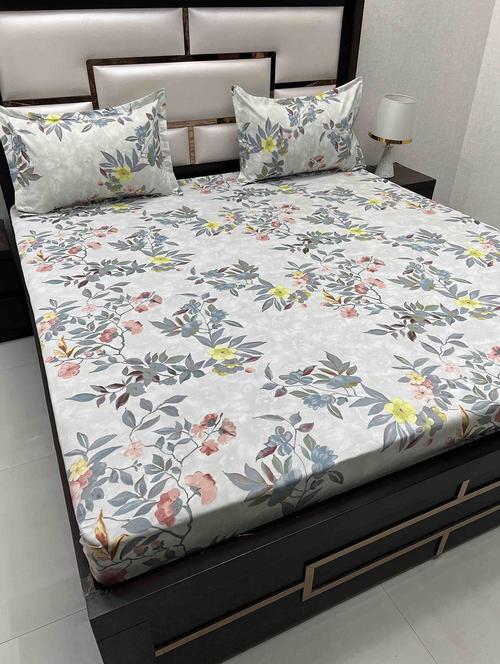 printed tc fitted king-sized bedsheet with 2 pillow cover - 21604845 - Very Small Image - 1
