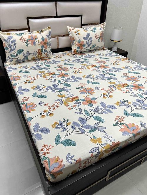 printed tc fitted king-sized bedsheet with 2 pillow covers - 21604863 - Very Small Image - 1