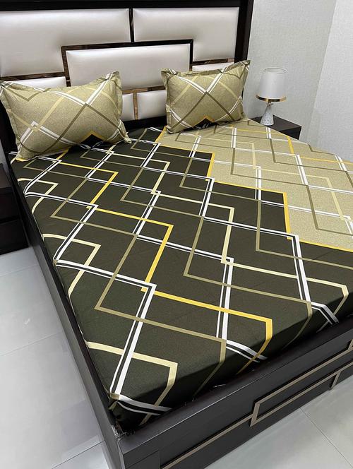 printed tc fitted king-sized bedsheet with 2 pillow covers - 21604896 - Very Small Image - 1