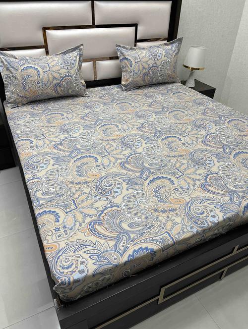 printed tc fitted king-sized bedsheet with 2 pillow covers - 21604908 - Very Small Image - 1
