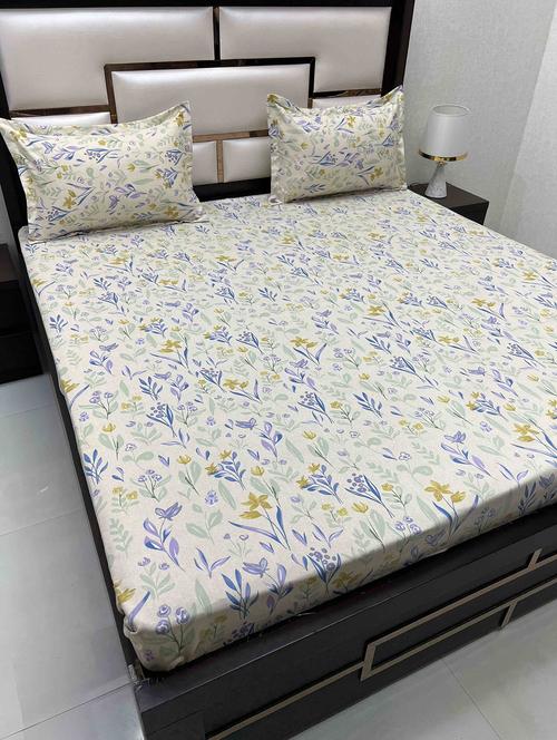 printed tc fitted king-sized bedsheet with 2 pillow covers - 21604917 - Very Small Image - 1