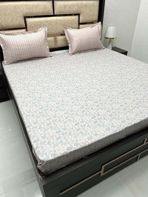 printed tc fitted king-sized bedsheet with 2 pillow covers - 21604953 - Very Small Image - 1