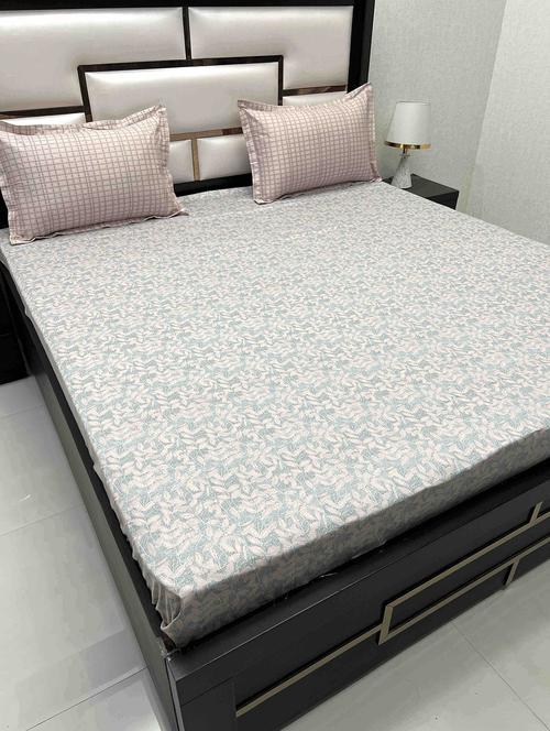 printed tc fitted king-sized bedsheet with 2 pillow covers - 21605081 - Very Small Image - 1
