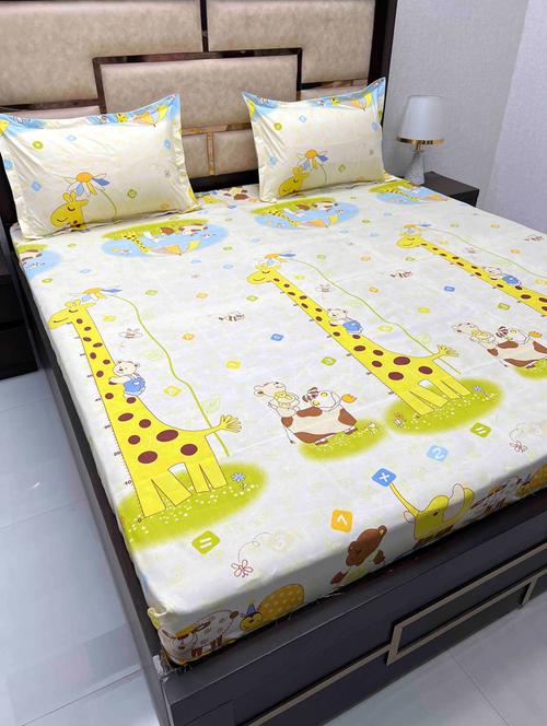 printed tc fitted king-sized bedsheet with 2 pillow covers - 21605183 - Very Small Image - 1