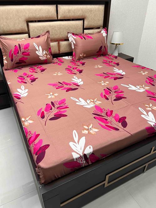 printed tc fitted king-sized bedsheet with 2 pillow covers - 21605217 - Very Small Image - 1