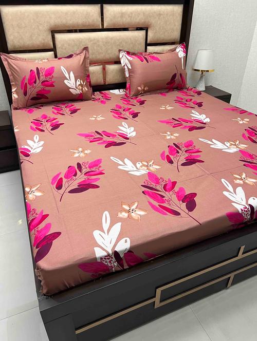 printed tc fitted king-sized bedsheet with 2 pillow covers - 21605253 - Very Small Image - 1
