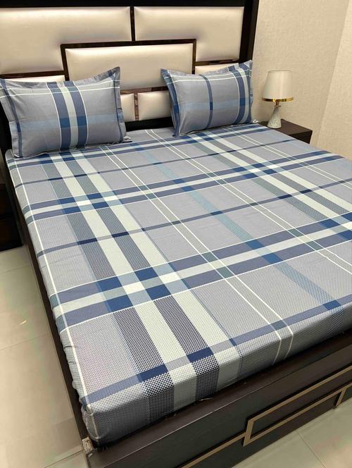 printed tc fitted king-sized bedsheet with 2 pillow covers - 21605319 - Very Small Image - 1