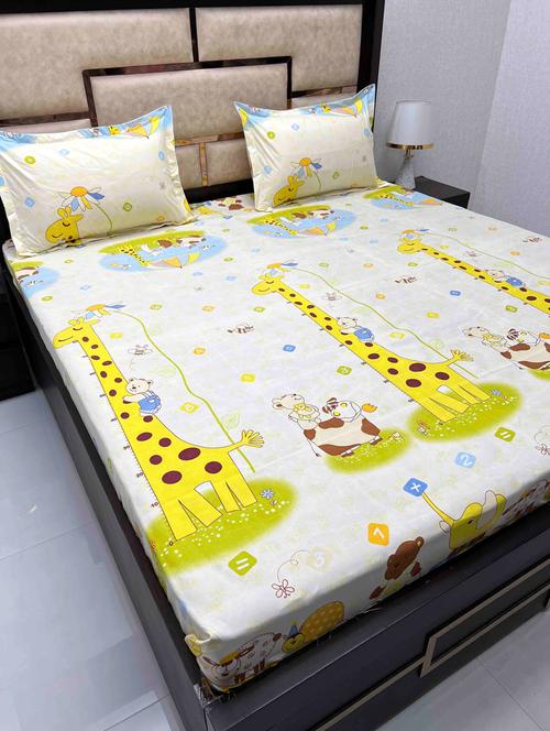 printed tc fitted king-sized bedsheet with 2 pillow covers - 21605327 - Very Small Image - 1
