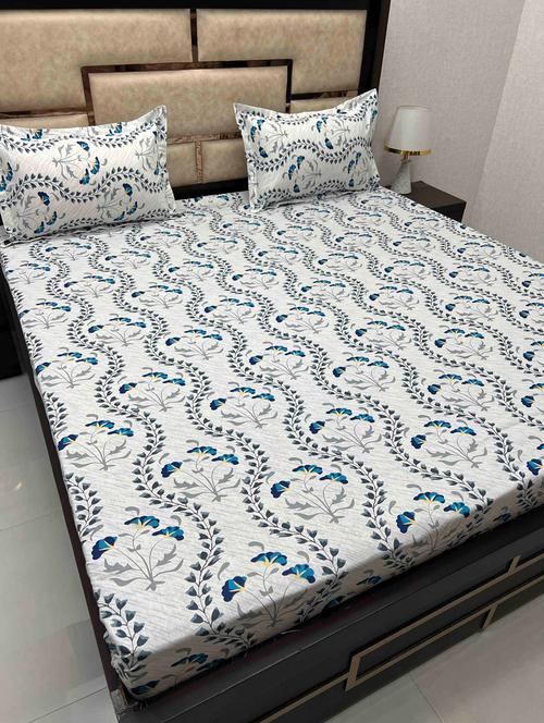 printed tc fitted king-sized bedsheet with 2 pillow covers - 21605650 - Very Small Image - 1