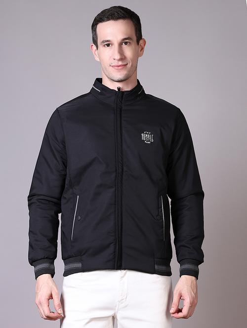 men long sleeves solid bomber jacket - 21606513 - Very Small Image - 1