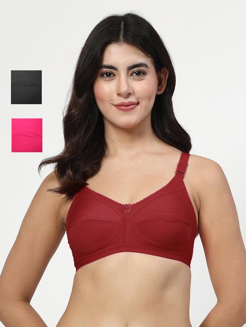 women pack of 3 solid full coverage bra combo - 21606883 - Very Small Image - 1