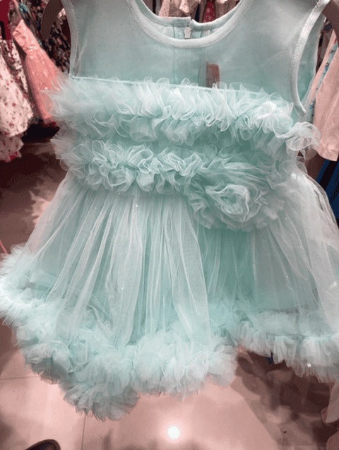 aqua satin frock - 21607049 - Very Small Image - 1