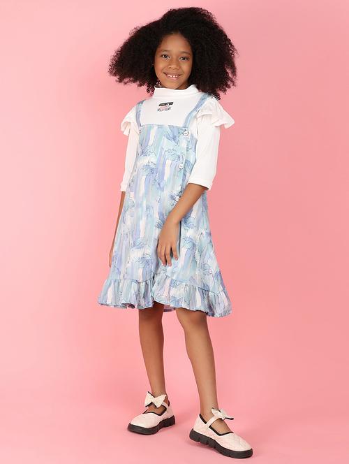 girls light blue printed t-shirt dress - 21608064 - Very Small Image - 1