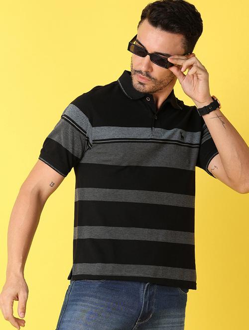 men striped short sleeve polo t-shirt - 21608253 - Very Small Image - 1