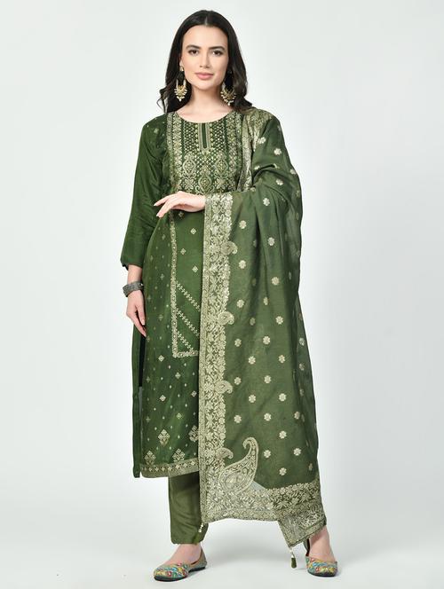 women green kurta pant set with dupatta - 21613156 - Very Small Image - 1